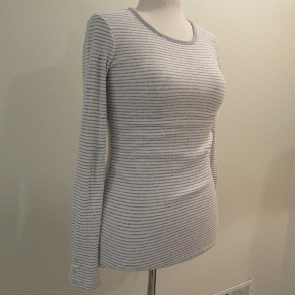 Gap Gray/White Striped Cotton StretchThermal Tee Small - Picture 1 of 16